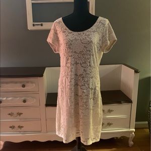 Tiana B Cream Lace Dress with short sleeves